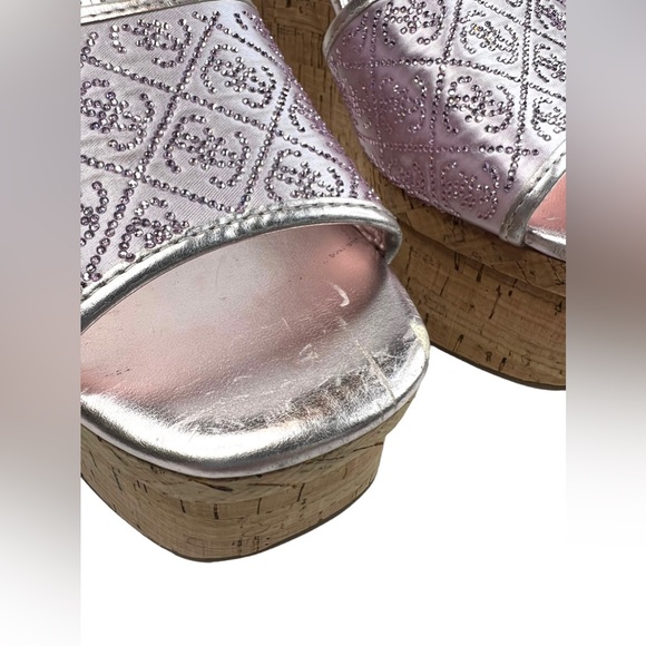 GUESS Womens Pink Cork 2" Platform Catiaee Toe Wedge Slip On Heeled Sandal 8.5 M - Picture 9 of 16